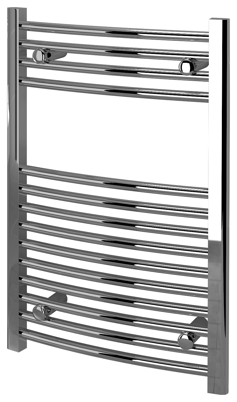 Kudox Chrome Curved Towel Radiator - 750 x 500mm