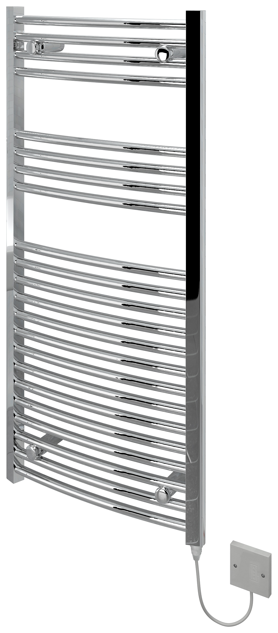 Kudox Chrome Curved Electric Towel Radiator - 1100 x 500mm