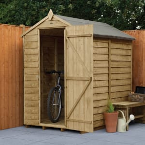Forest Garden 6 x 4 ft Apex Overlap Pressure Treated Windowless Shed