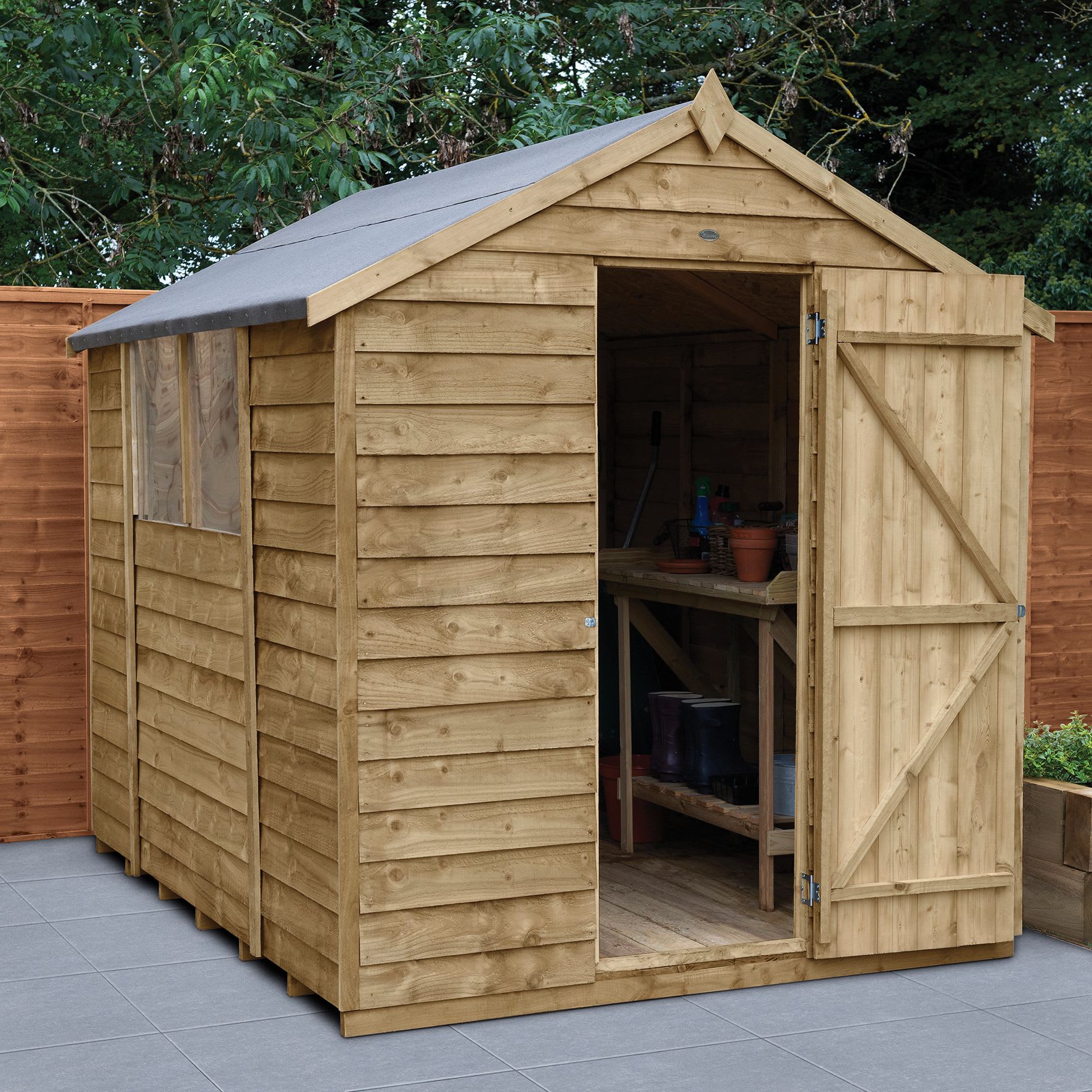 Forest Garden 8 x 6ft Overlap Apex Pressure Treated Shed Wickes.co.uk