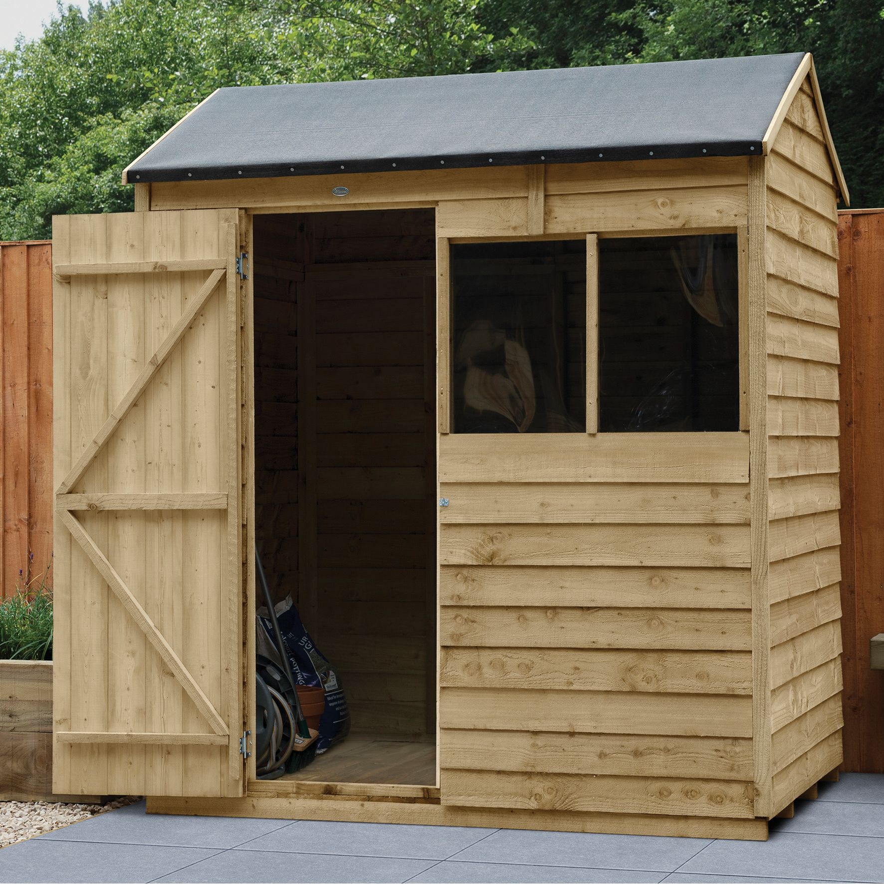 Forest Garden 6 x 4ft Overlap Reverse Apex Pressure Treated Shed