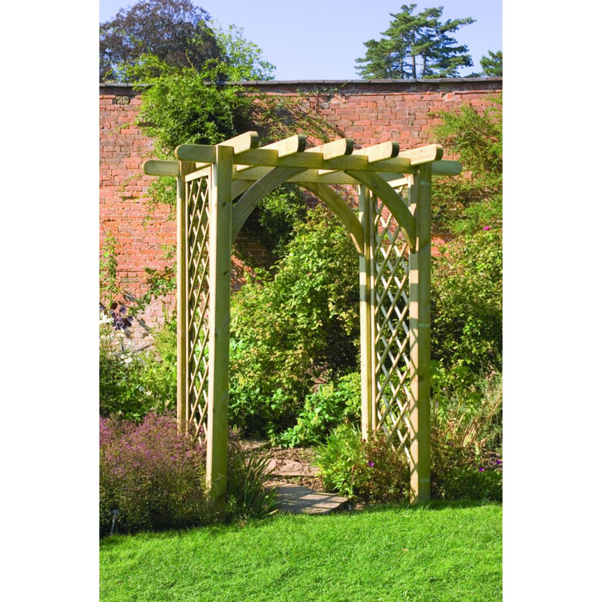 Image of Forest Garden Grieg Wooden Square Trellis Garden Arch - 1820 x 1360mm