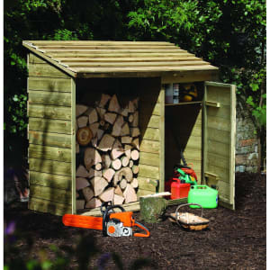 Forest Garden 6 x 2ft Timber Log Store with Tool Storage