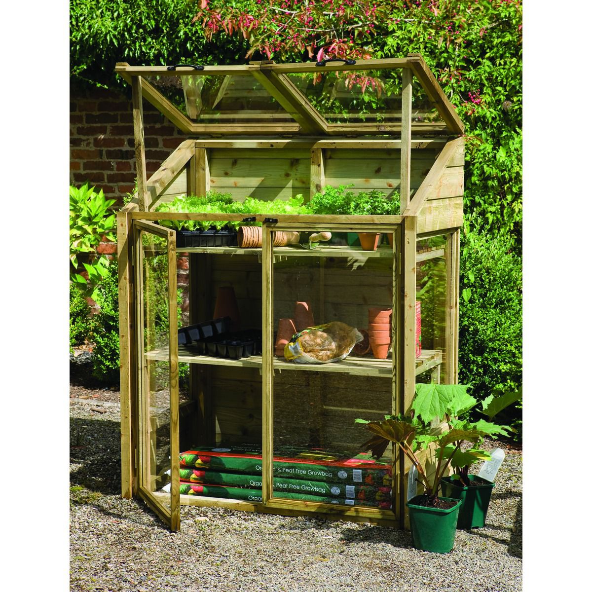 Image of Forest Garden 2 x 4ft Small Wooden Lean-To Greenhouse