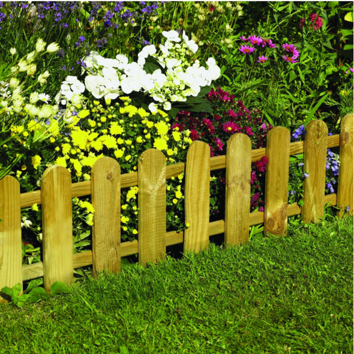 Forest Garden Timber Picket Fence Style Border Edging - 280 x 1100mm ...