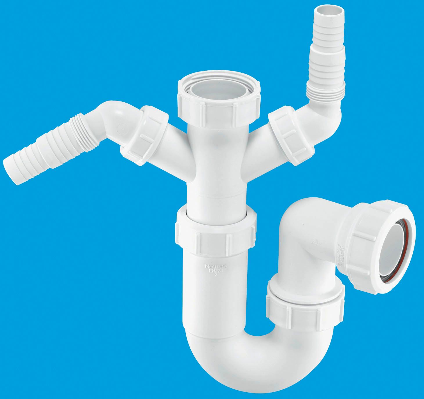 Image of McAlpine WM11 Sink P Trap & Twin Nozzles - 38mm