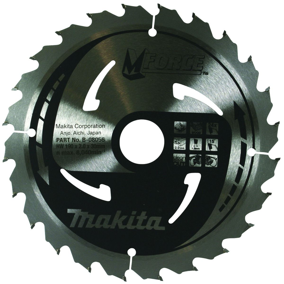 Image of Makita B-08056 M-force 24 Teeth Circular Saw Blade - 190 x 30mm