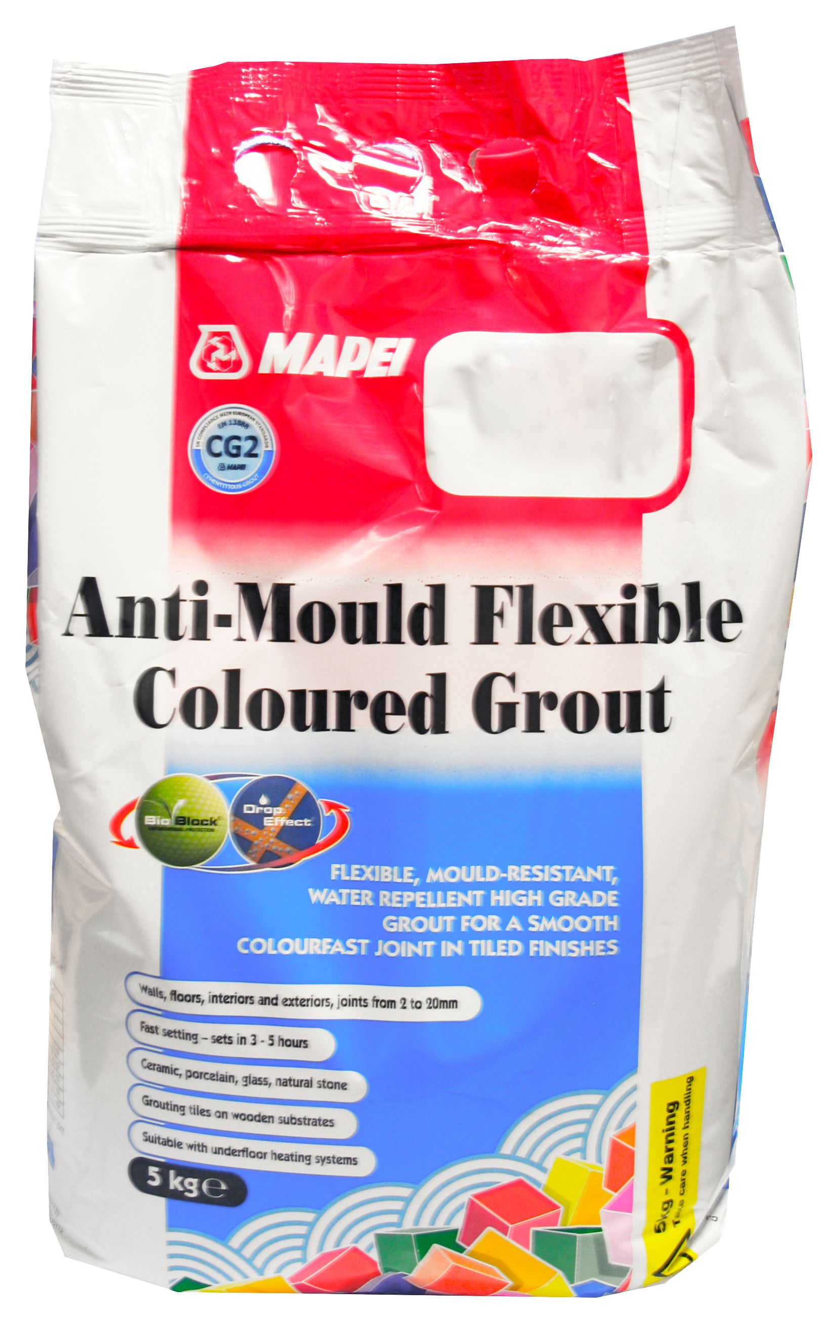 Image of Mapei Anti-Mould Flexible Coloured Tile Grout Grey 5kg