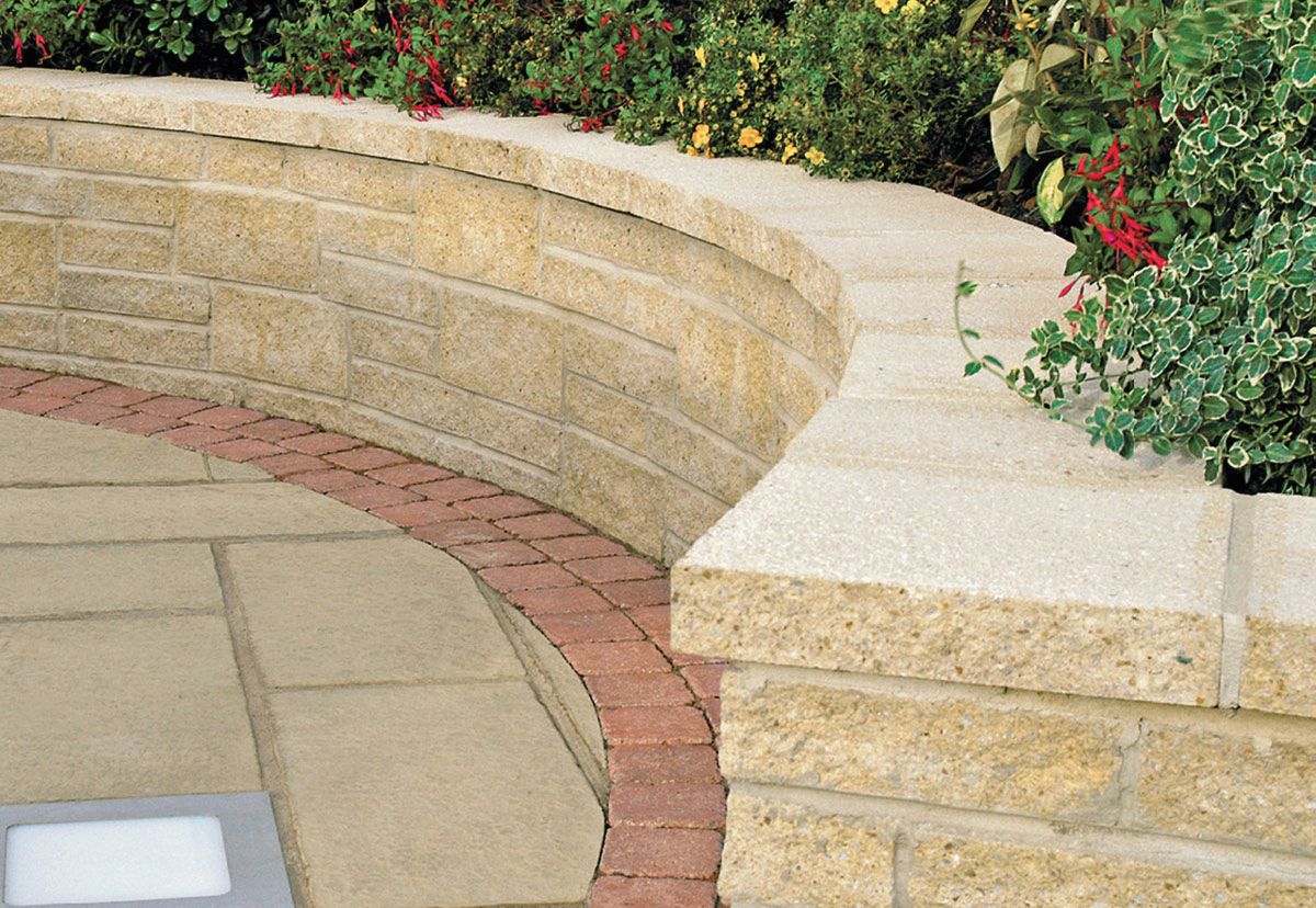 Marshalls Saxon Textured Buff Coping Stone - 600 x 272 x 50mm