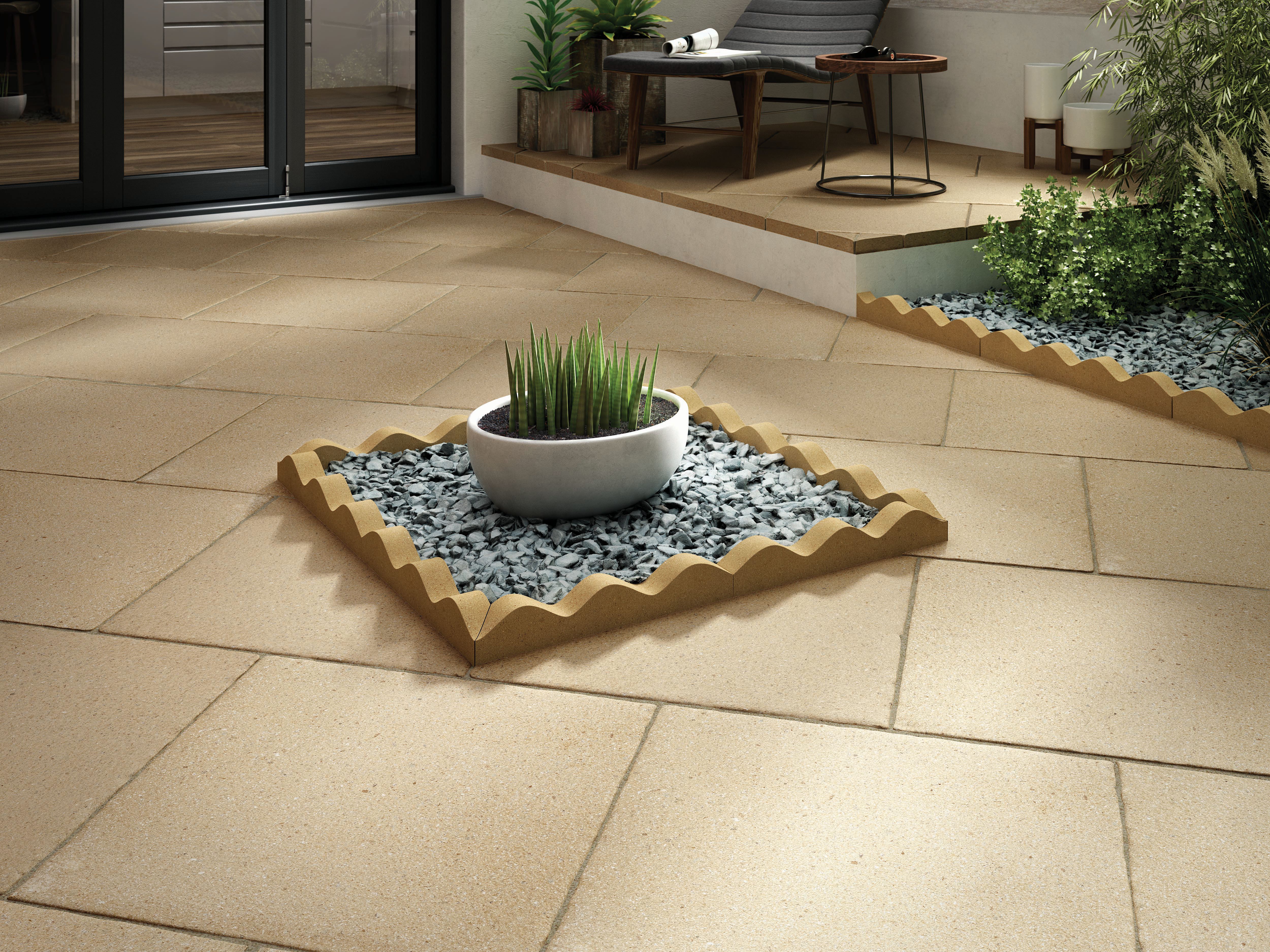 Image of Marshalls Saxon Textured Buff Paving Slab 600 x 600 x 35 mm