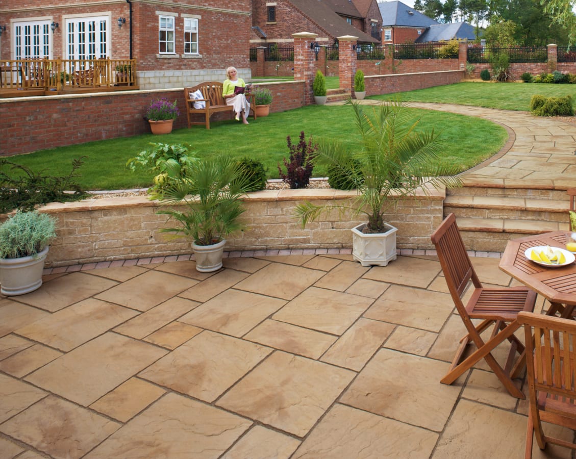 Image of Marshalls Heritage Riven Yorkstone Paving Slab 300 x 300 x 38 mm - 3.96m2 pack
