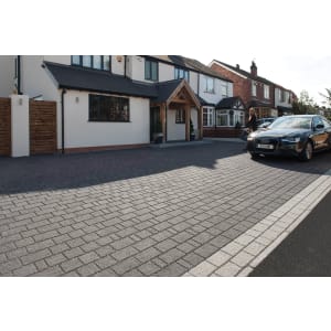 Marshalls Argent Priora Driveway Textured Block Paving Pack Mixed Size - Dark Silver 8.06 m2