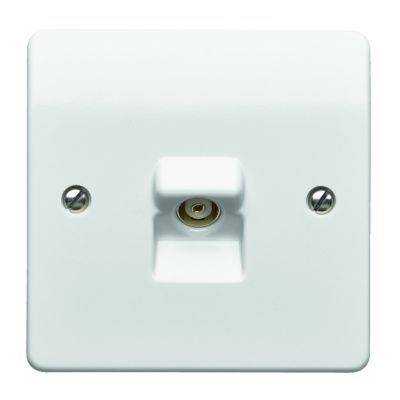 MK Single Co-Axial TV / FM Socket - White