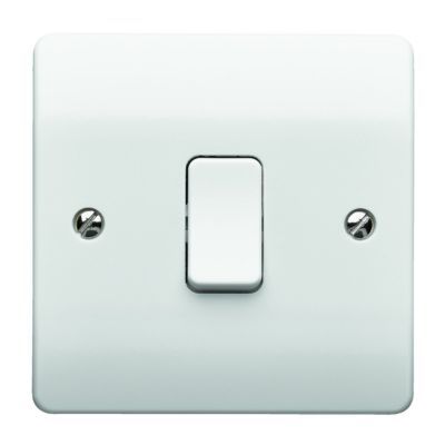 MK 10A 1 Gang 1 Way Light Switch - White