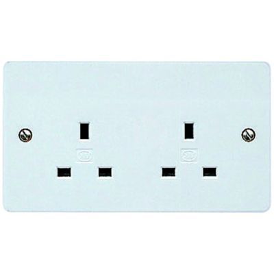 Image of MK 13 Amp Unswitched Twin Socket - White