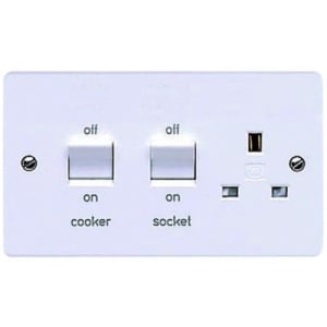 MK 45 Amp Double Pole Cooker Switch & Socket - White