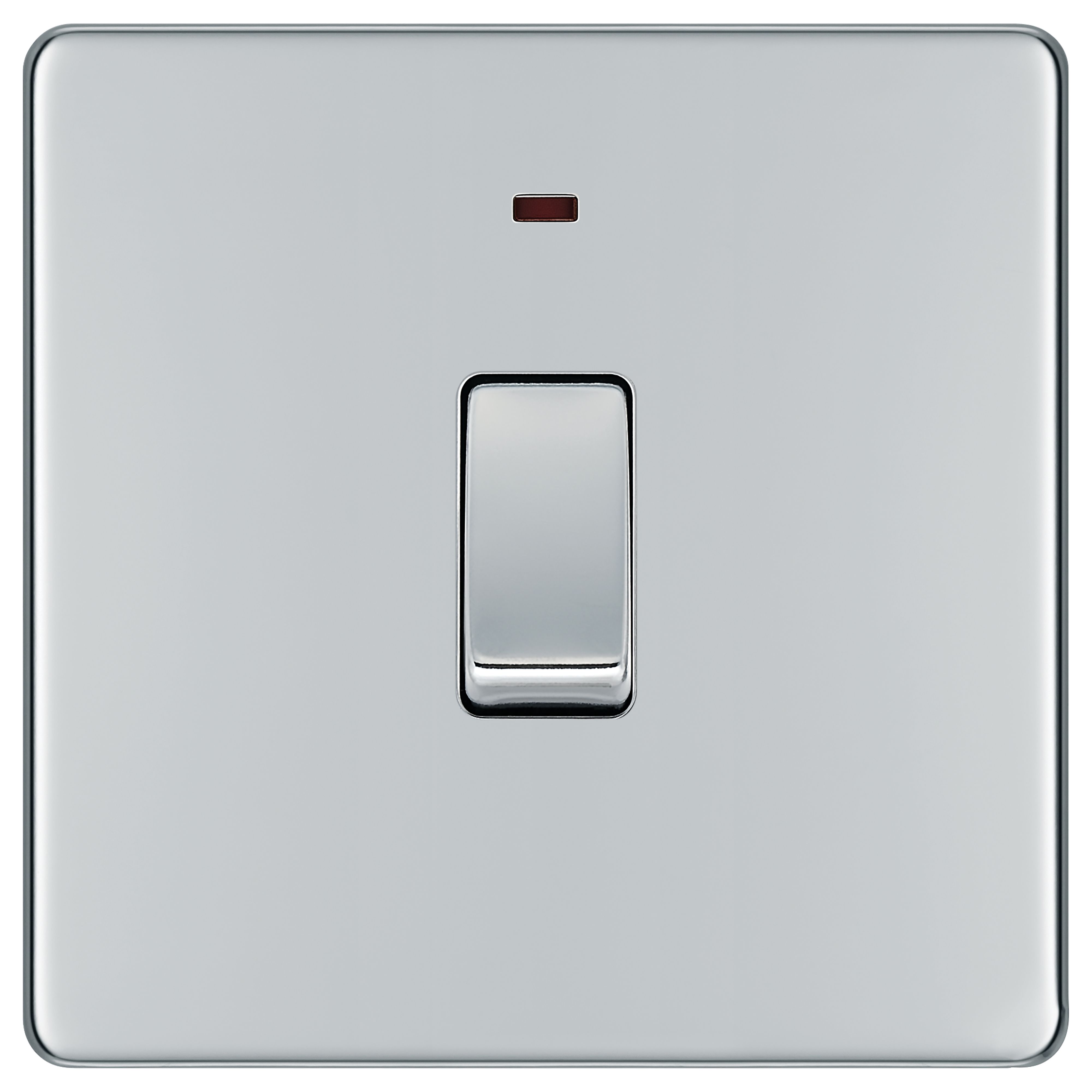 Image of BG Screwless Flatplate Polished Chrome Single Switch, 20A With Power Indicator