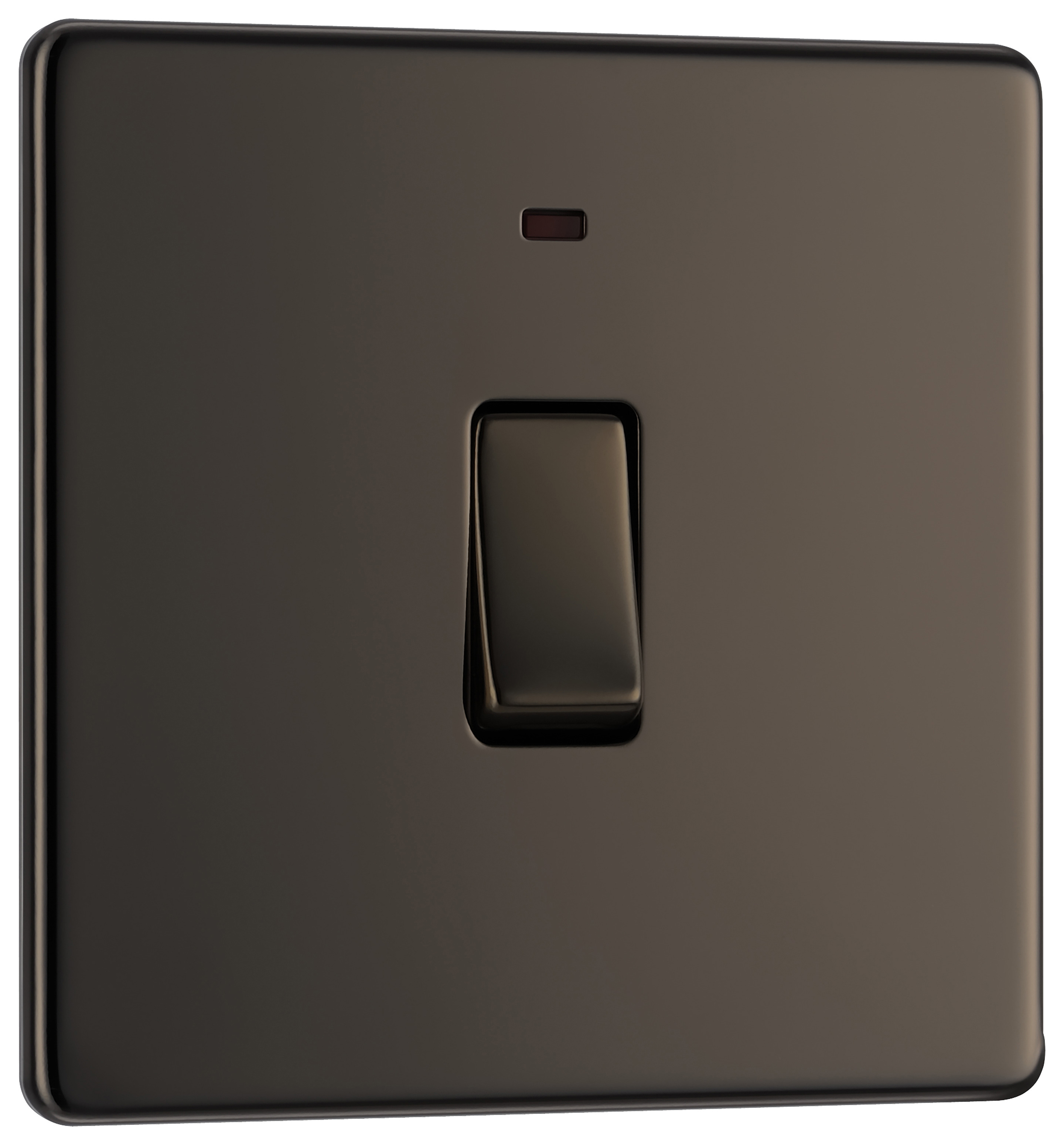 Image of BG Screwless Flatplate Black Nickel Single Switch, 20A With Power Indicator