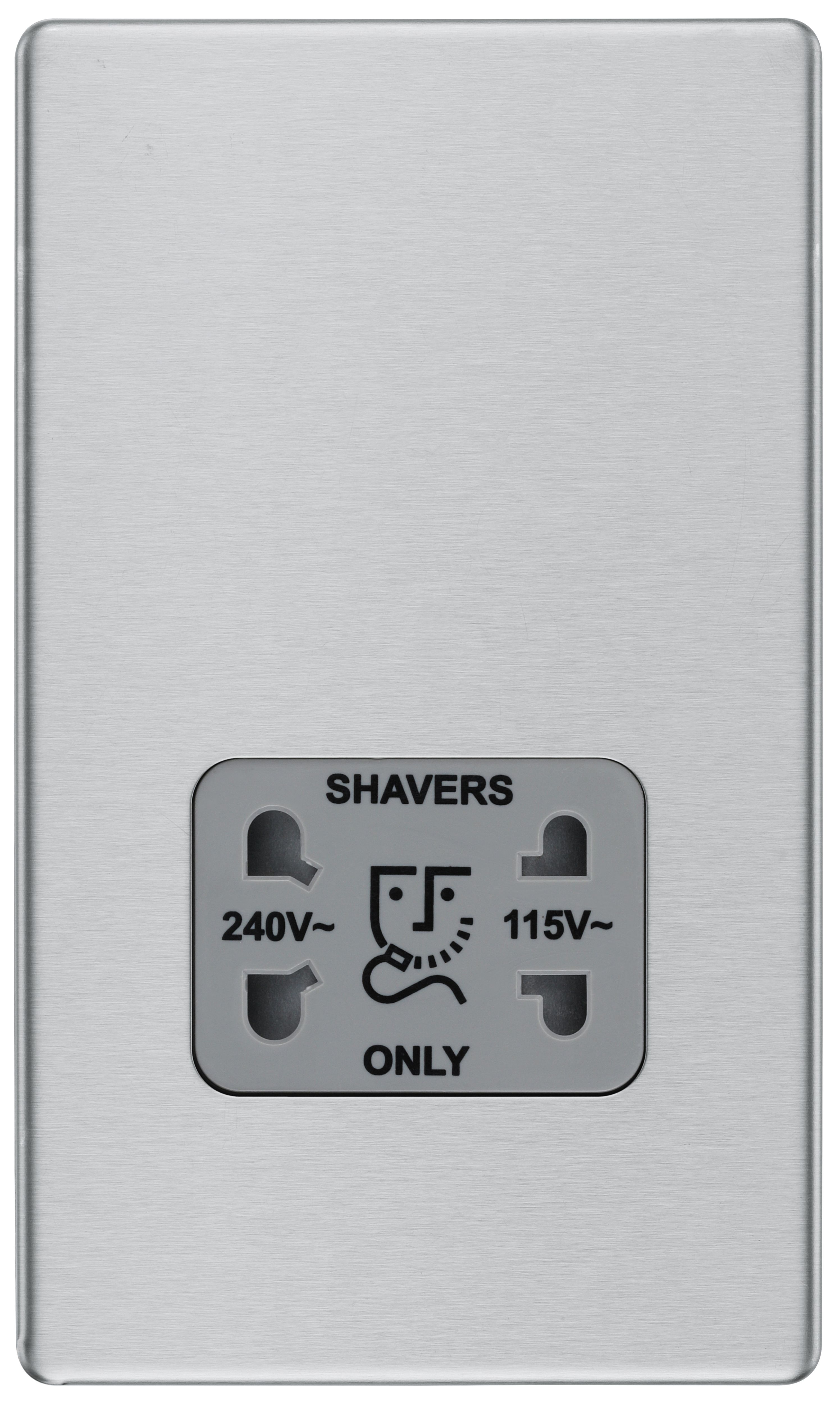 BG Screwless Flat Plate Dual Voltage Shaver Socket - Brushed Steel