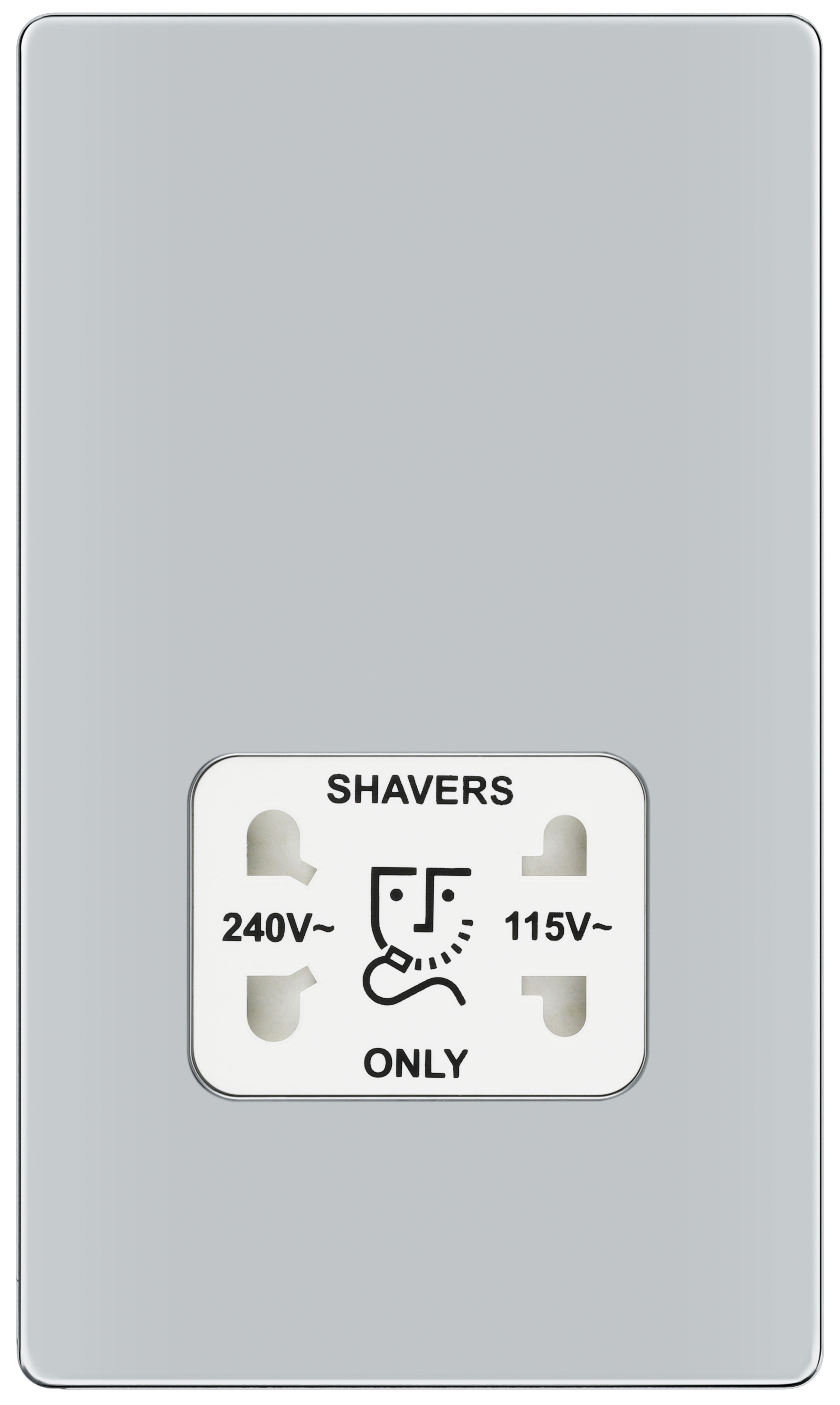 Image of BG Screwless Flatplate Polished Chrome Dual Voltage Shaver Socket