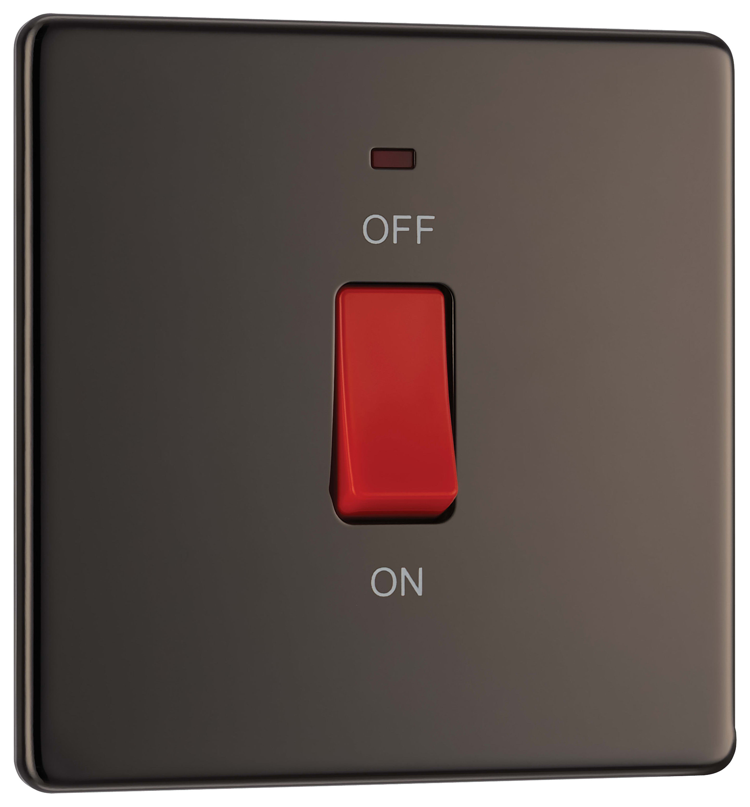 Image of BG 45 Amp Screwless Flat Plate Square Cooker Control Unit with Power Indicator - Black Nickel