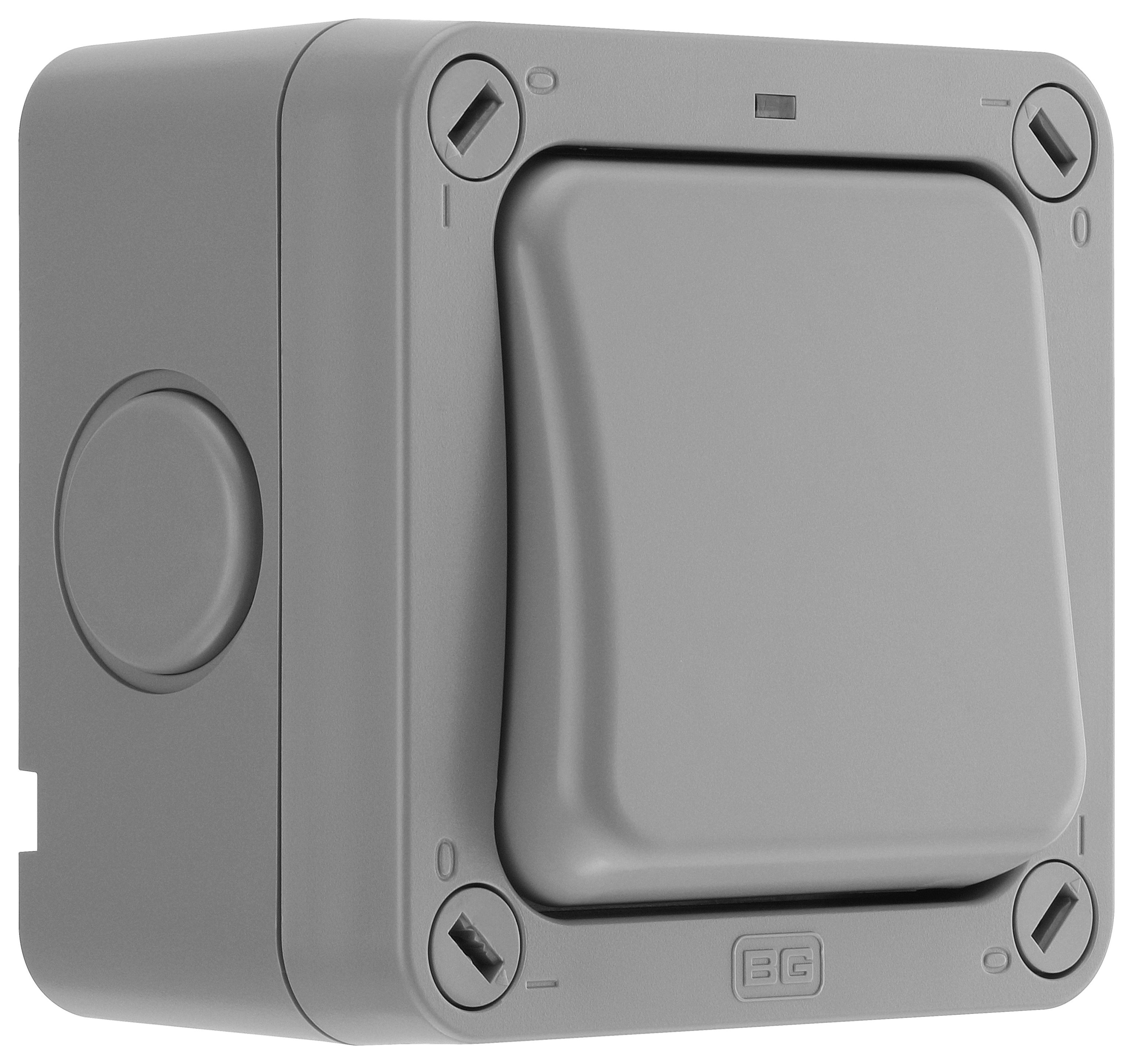 Image of Masterplug IP66 20A Single Exterior Double Pole Switch - Grey