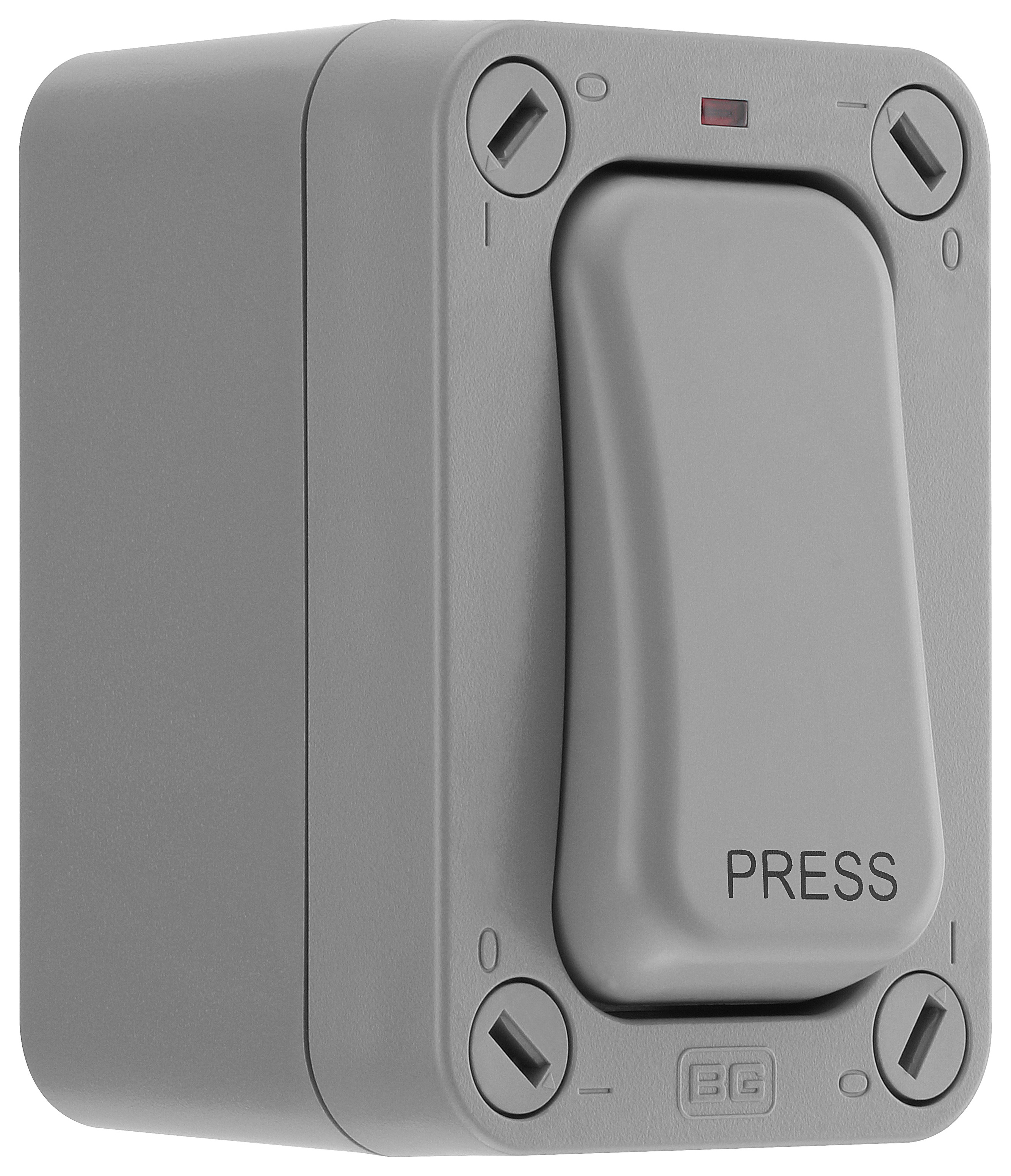 Image of Masterplug IP66 20A Single Exterior 1 Way Press Switch - Grey