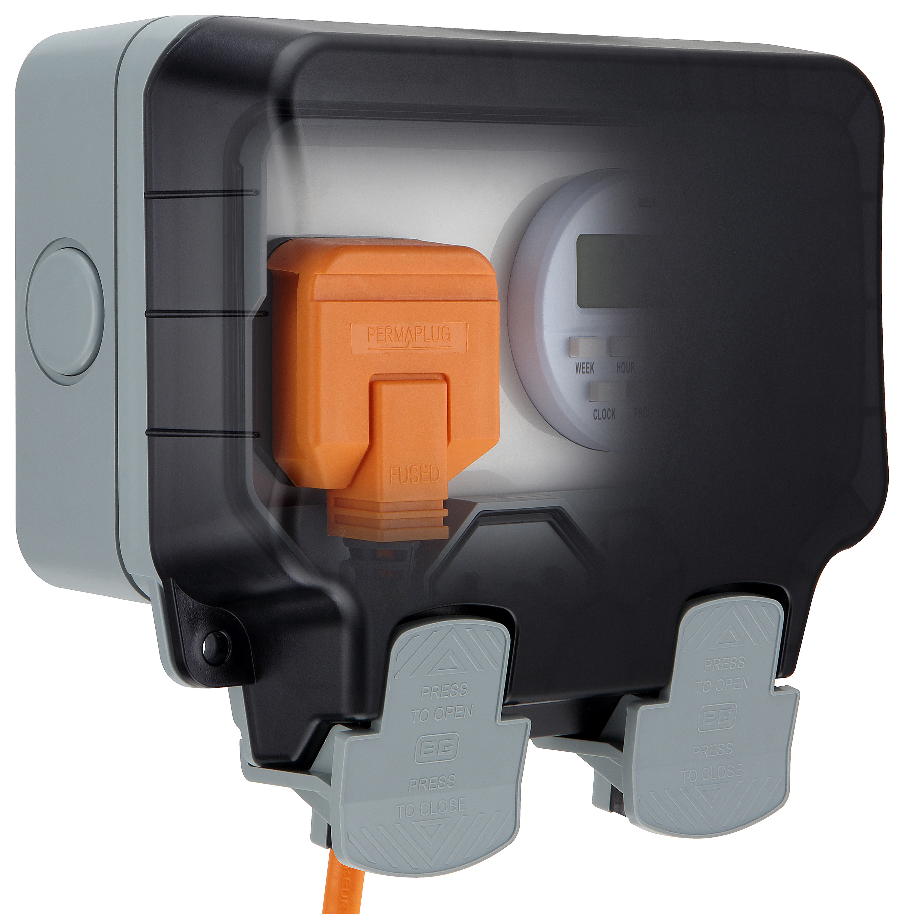 Image of Masterplug 13A Weatherproof Single Exterior Switched Timer Socket - Grey