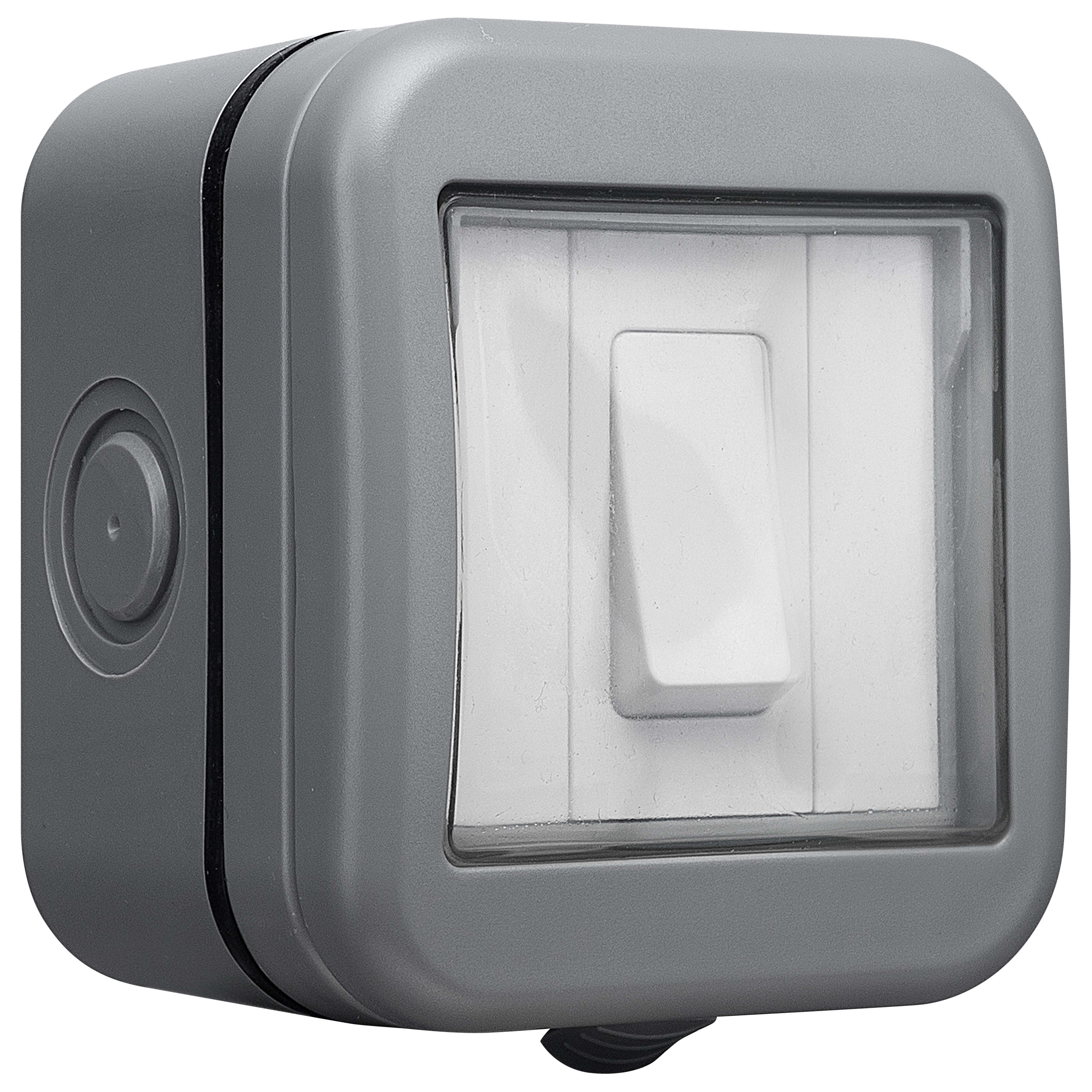 Masterplug IP55 10A Single Exterior 2 Way Switch - Grey