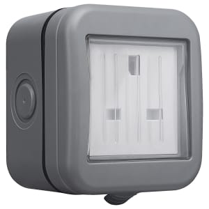 Masterplug IP55 13A Single Exterior Unswitched Socket - Grey