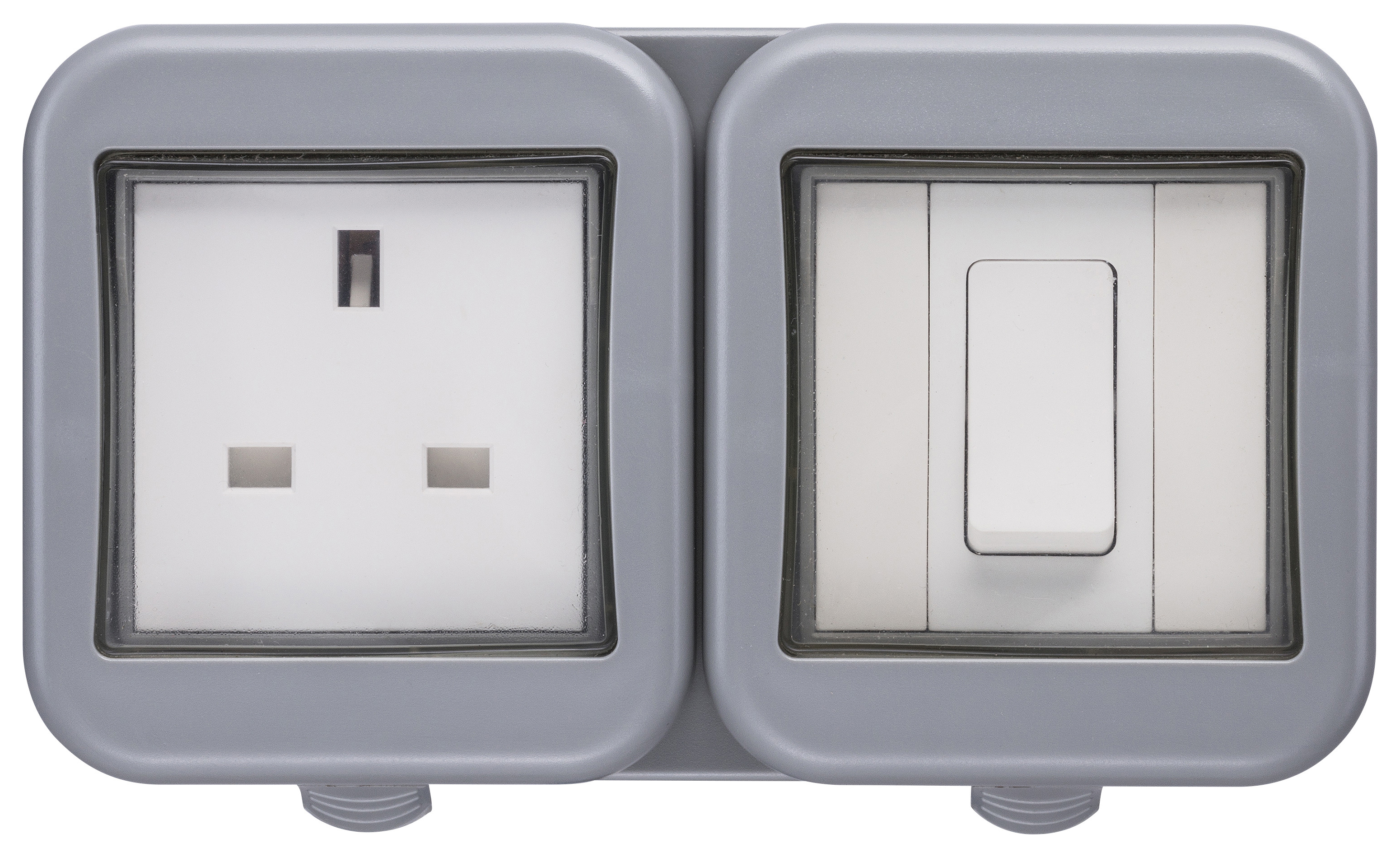 Image of Masterplug 13A Single Exterior Unswitched Socket & Switch - Grey