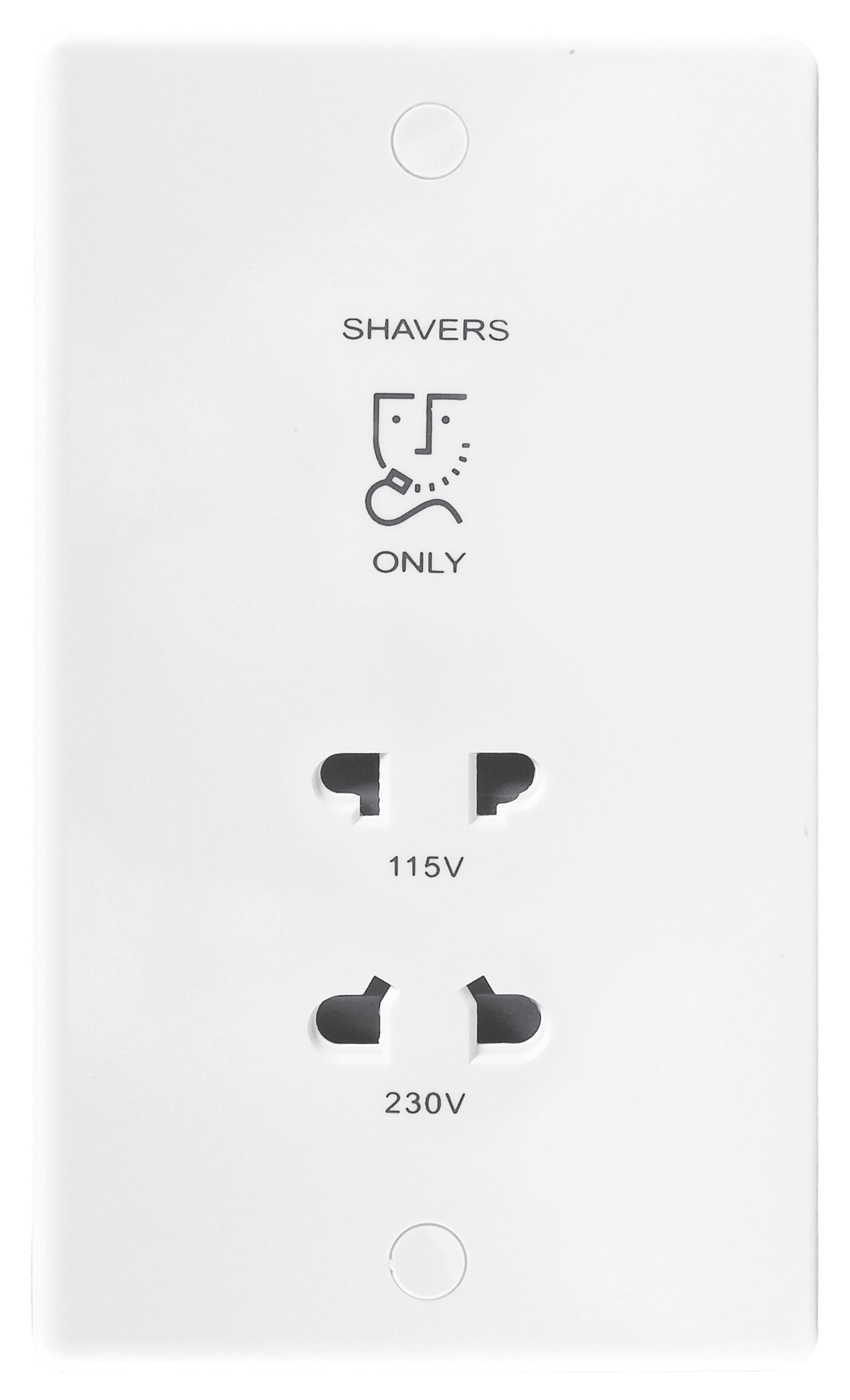 Image of Wickes Slimline Twin Dual Voltage Shaver Socket - White