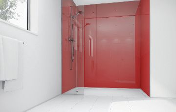 Image of Mermaid Crimson Acrylic Single Shower Panel 2400mm x 900mm