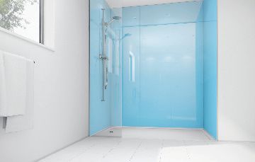 Mermaid Sky Blue Acrylic Single Shower Panel - 2400 x 900mm
