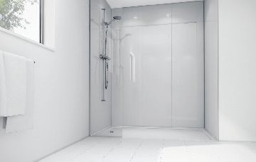 Image of Mermaid White Acrylic Single Shower Panel 2400mm x 900mm