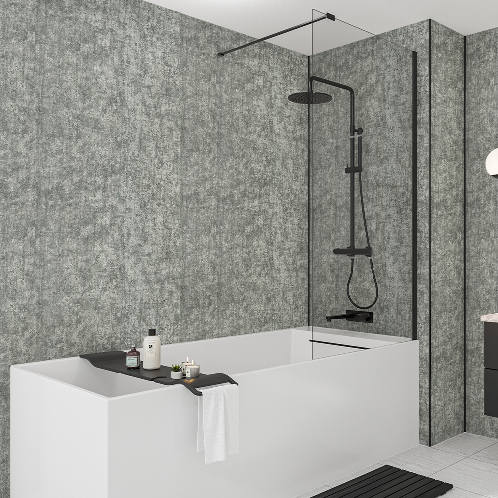 Image of Mermaid Concrete Laminate Single Shower Panel 2400mm x 900mm