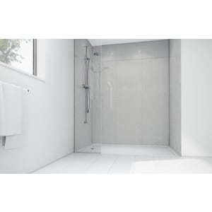 Image of Mermaid White Sparkle Gloss Laminate Single Shower Panel 2400mm x 1200mm