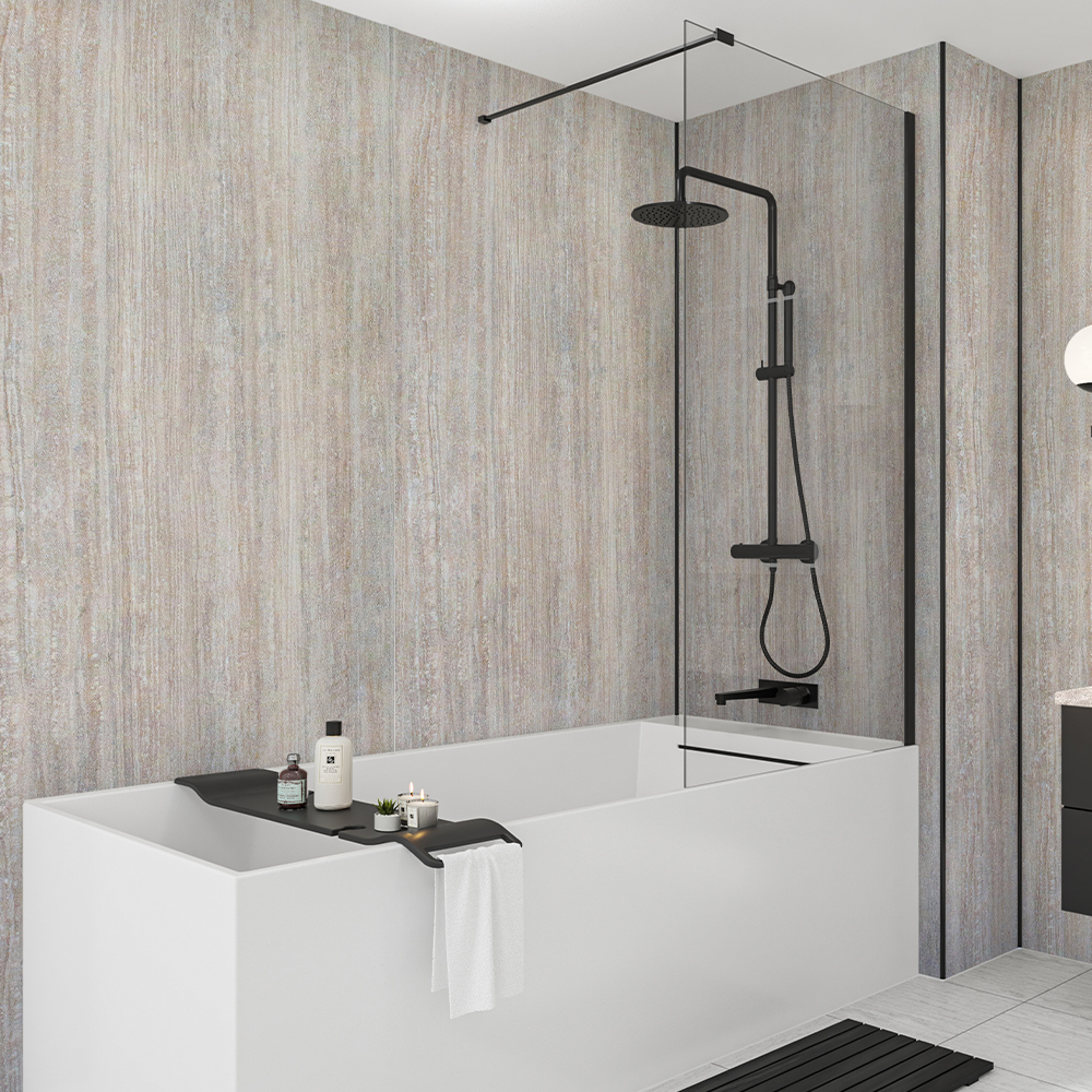 Image of Mermaid Milanese Stone Laminate Single Shower Panel 2400mm x 900mm