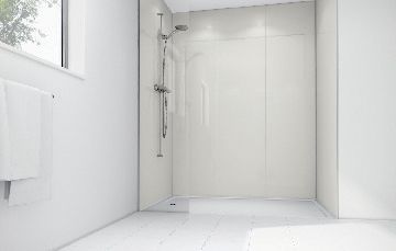 Image of Mermaid White Gloss Laminate Single Shower Panel 2400mm x 1200mm