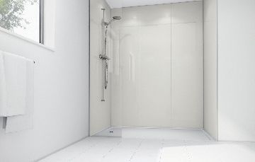 Mermaid White Gloss Laminate Single Shower Panel - 2400 x 1200mm