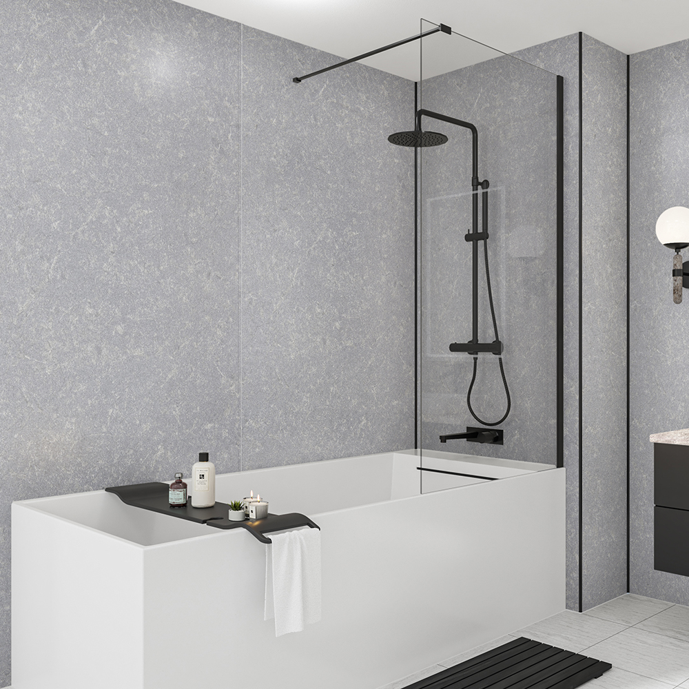 Image of Mermaid Nickel Gloss Laminate Single Shower Panel 2400mm x 900mm