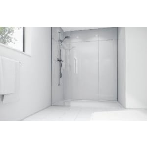 Image of Mermaid White Acrylic 2 Sided Shower Panel Kit 1200mm x 900mm