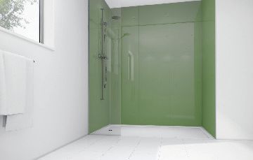 Image of Mermaid Forest Green Acrylic 3 sided Shower Panel Kit 1200mm x 900mm
