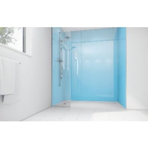 Image of Mermaid Sky Blue Acrylic 3 sided Shower Panel Kit 1200mm x 900mm