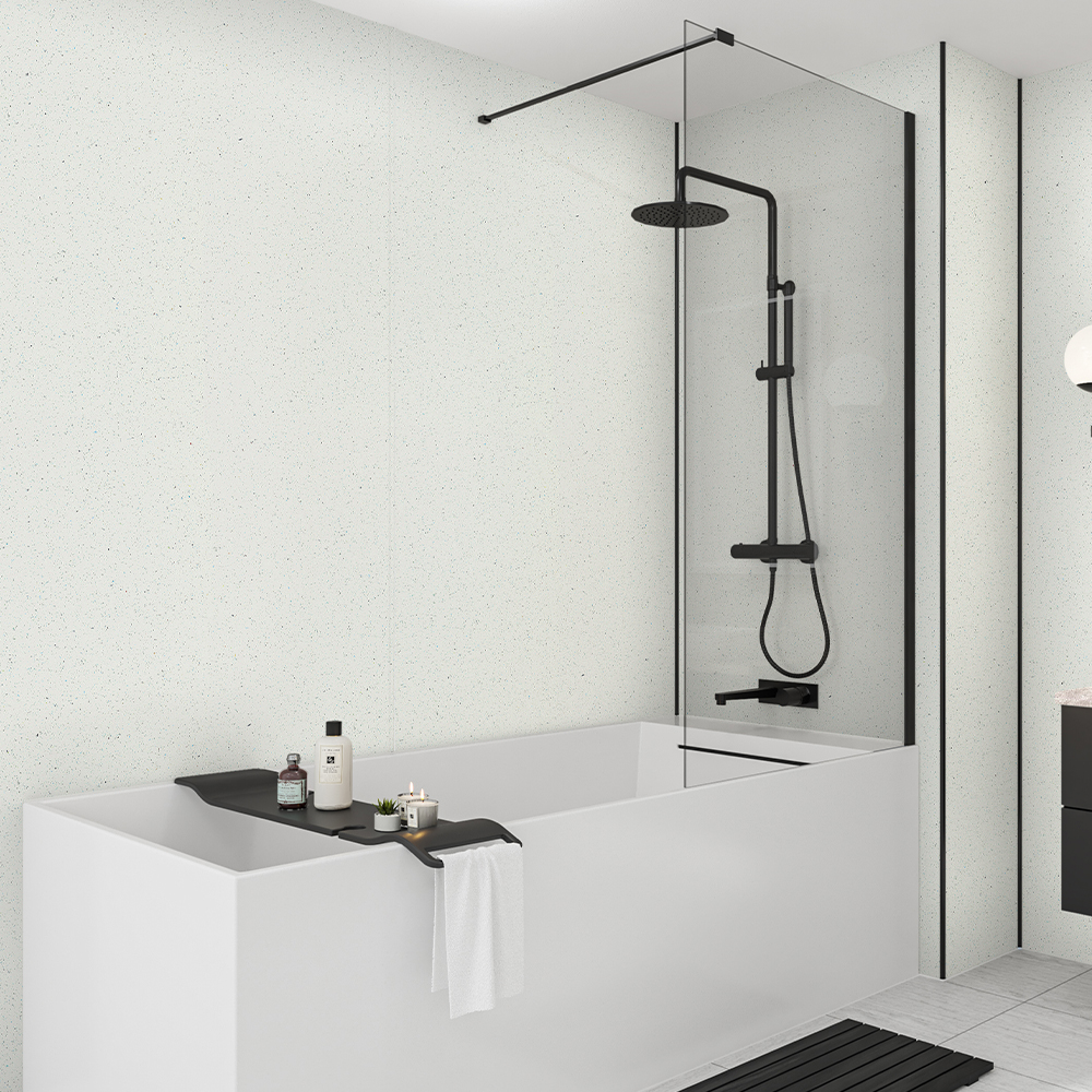 Mermaid White Sparkle Gloss Laminate 3 Sided Shower Panel Kit - 1200 x 900mm
