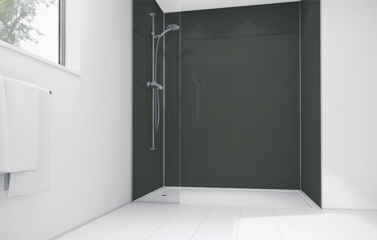 Image of Mermaid Black Diamond Acrylic 2 Sided Shower Panel Kit 1700mm x 900mm