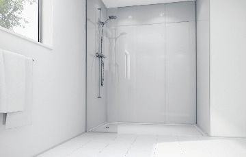 Image of Mermaid White Acrylic 3 sided Shower Panel Kit 1700mm x 900mm