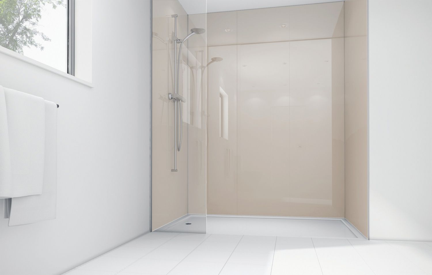 Image of Mermaid Latte Acrylic Single Shower Panel 2400mm x 900mm