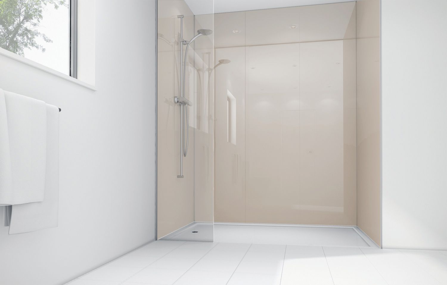 Image of Mermaid Latte Acrylic 3 sided Shower Panel Kit 1200mm x 900mm