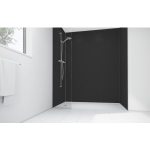 Image of Mermaid Black Matt Acrylic Shower Single Shower Panel 2440mm x 900mm